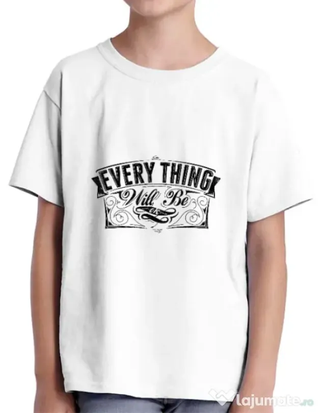 Tricou ADLER copil Everything will be ok Alb