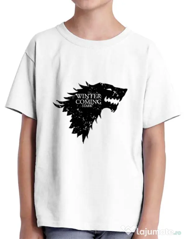 Tricou ADLER copil Winter is coming Stark Alb