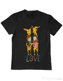 Tricou ADLER copil Giraffes love Negru
