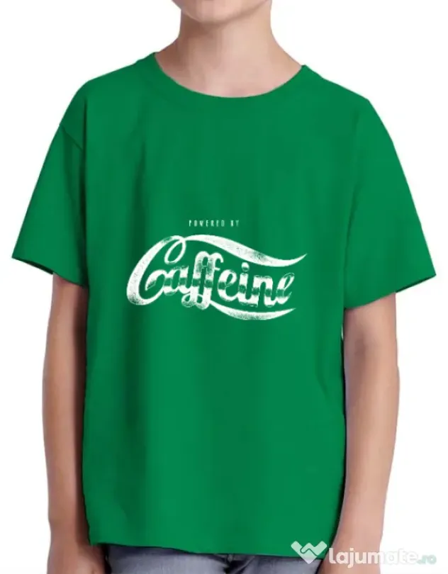 Tricou ADLER copil Powered by caffeine Verde mediu