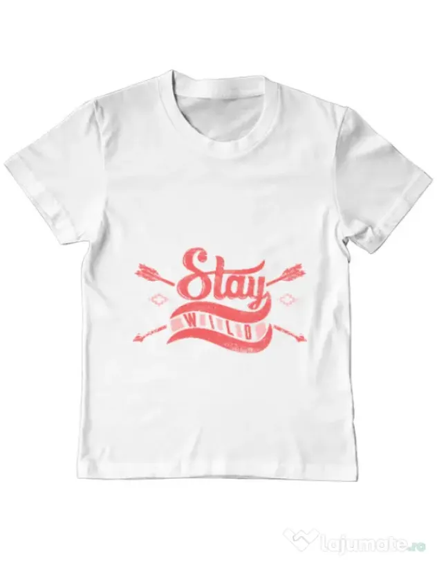Tricou ADLER copil Stay wild Alb