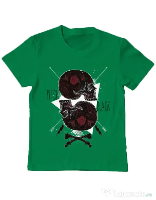 Tricou ADLER copil Pitch black Verde mediu