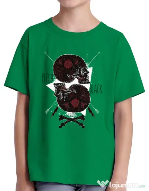 Tricou ADLER copil Pitch black Verde mediu