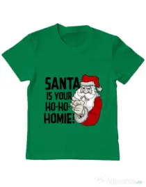 Tricou ADLER copil Santa is your homie Verde mediu