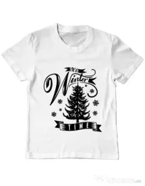 Tricou ADLER copil Winter time Alb