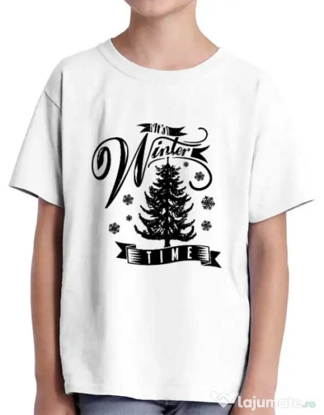 Tricou ADLER copil Winter time Alb