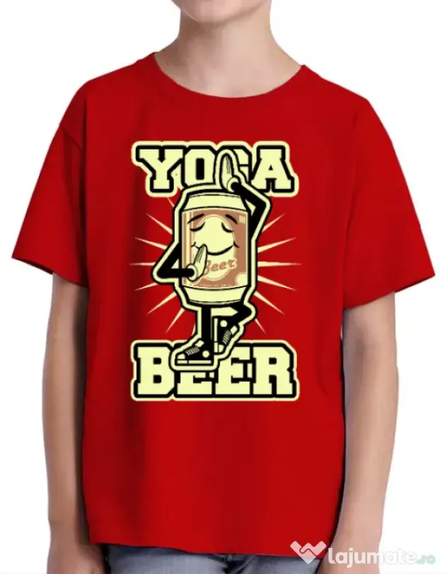 Tricou ADLER copil Yoga beer Rosu