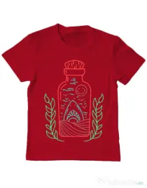 Tricou ADLER copil Shark in a bottle Rosu