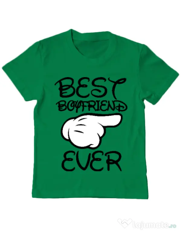 Tricou ADLER copil Best boyfriend ever Verde mediu