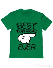 Tricou ADLER copil Best boyfriend ever Verde mediu