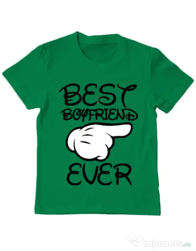 Tricou ADLER copil Best boyfriend ever Verde mediu