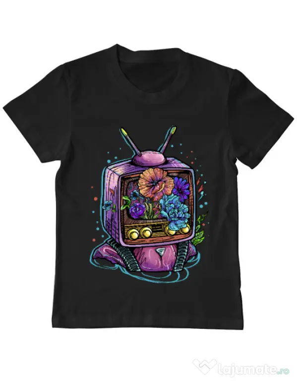 Tricou ADLER copil Flower television Negru