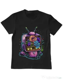 Tricou ADLER copil Flower television Negru