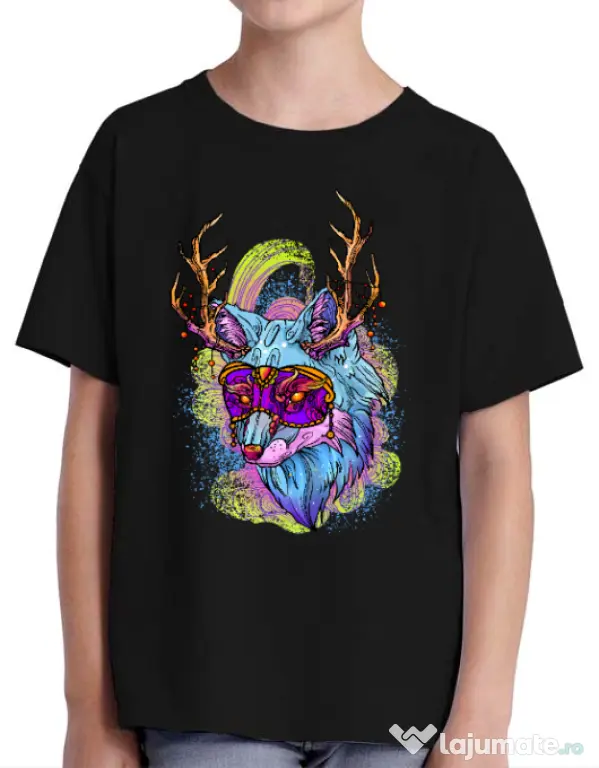 Tricou ADLER copil Wolf Negru