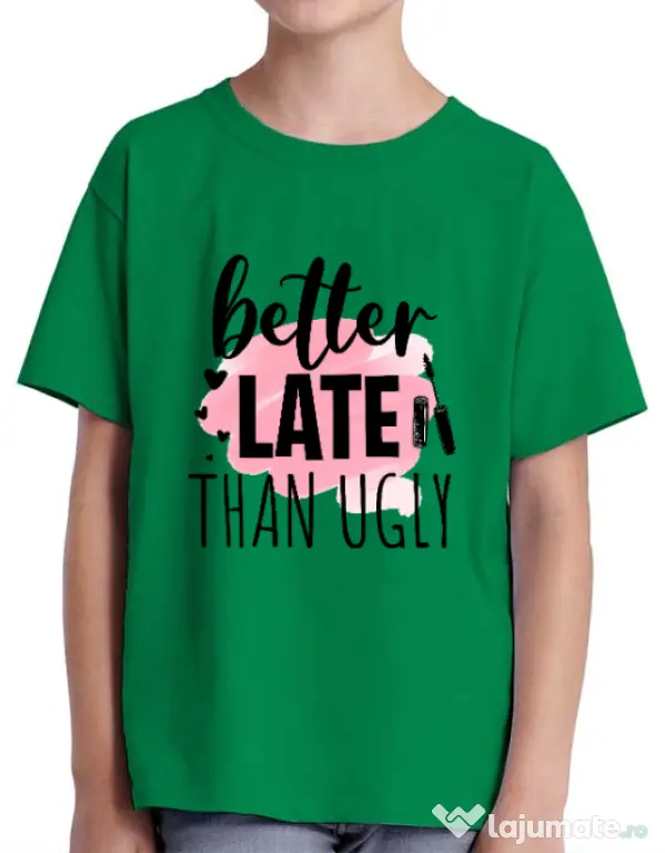 Tricou ADLER copil Better late than ugly Verde mediu