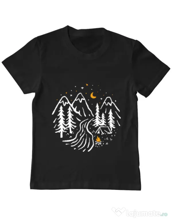 Tricou ADLER copil Night camping Negru
