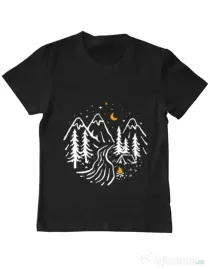 Tricou ADLER copil Night camping Negru