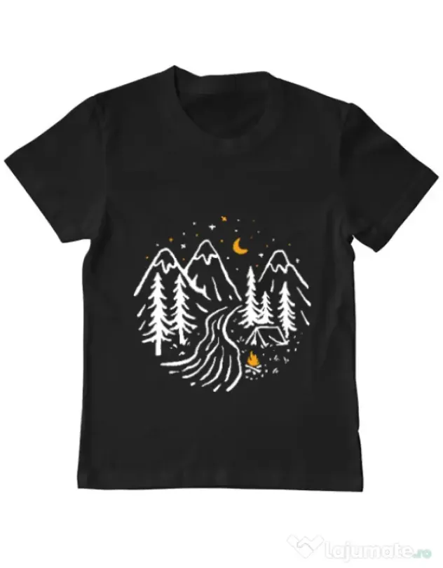 Tricou ADLER copil Night camping Negru