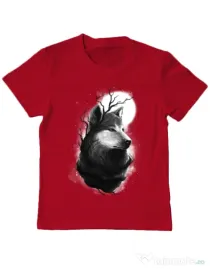 Tricou ADLER copil Night wolf Rosu