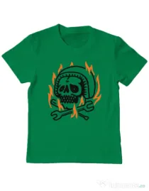 Tricou ADLER copil Skull biker Verde mediu