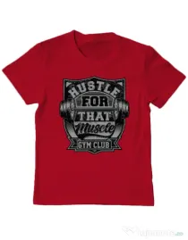 Tricou ADLER copil Hustle for that muscle Rosu