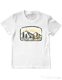 Tricou ADLER copil Hand drawn camp Alb