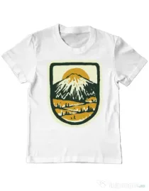 Tricou ADLER copil Hand drawn mountains Alb