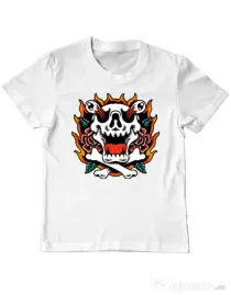Tricou personalizat copil Death and Flower Alb