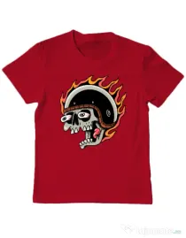 Tricou personalizat copil Skull Biker Rosu