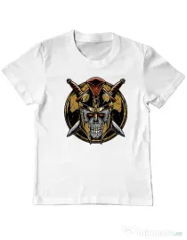 Tricou personalizat copil Skull Spartan Alb