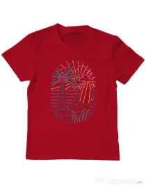 Tricou personalizat copil Beach Neon Rosu