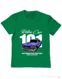 Tricou personalizat copil RETRO CAR 101 Verde mediu