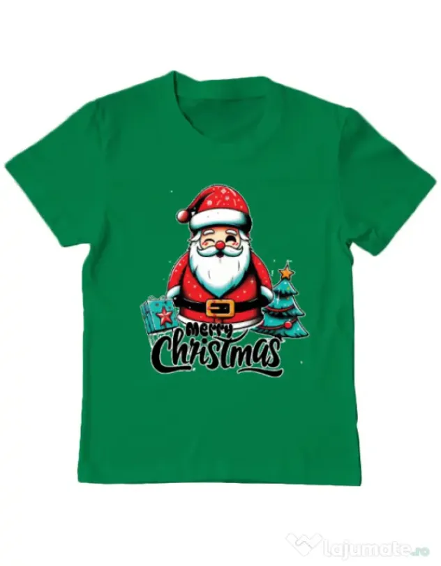 Tricou personalizat copil Mos Craciun Verde mediu