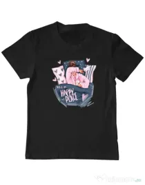 Tricou personalizat copil happy place Negru