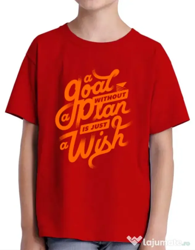Tricou ADLER copil A Goal Without a Plan is Just a Wish Rosu