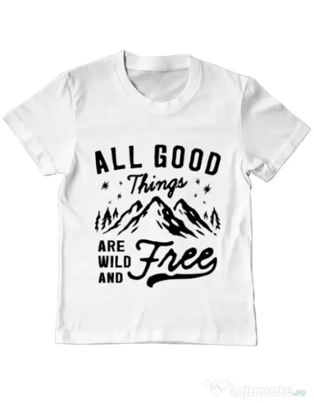 Tricou ADLER copil All Good Things Are Wild And Free Alb