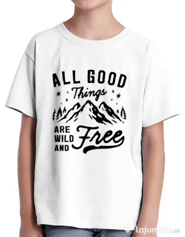 Tricou ADLER copil All Good Things Are Wild And Free Alb