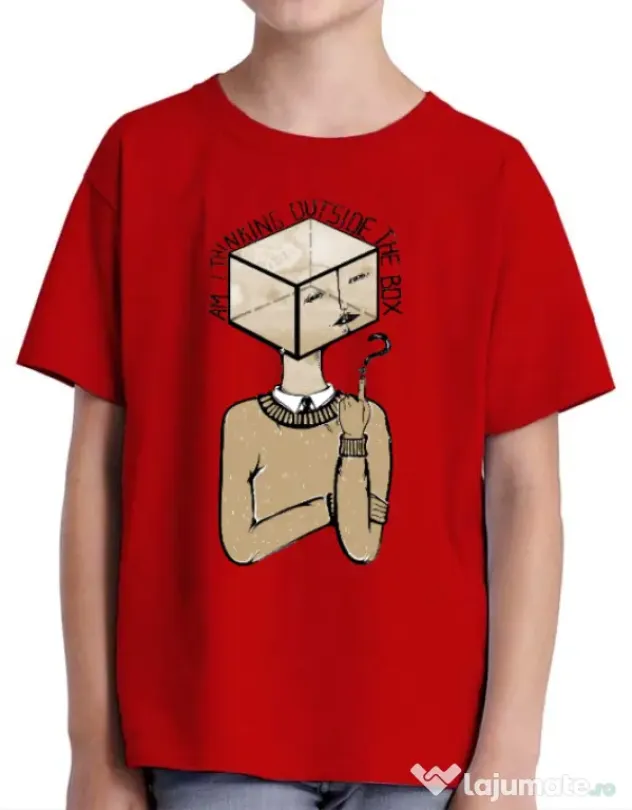 Tricou ADLER copil Am I thinking outside the box Rosu