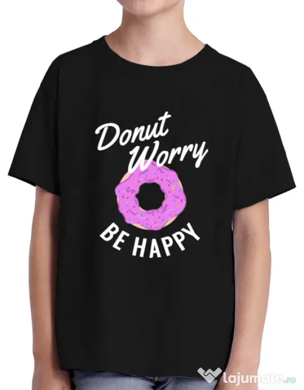 Tricou ADLER copil Be happy Negru