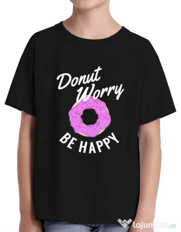 Tricou ADLER copil Be happy Negru