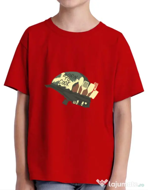 Tricou ADLER copil Born To Cook Rosu