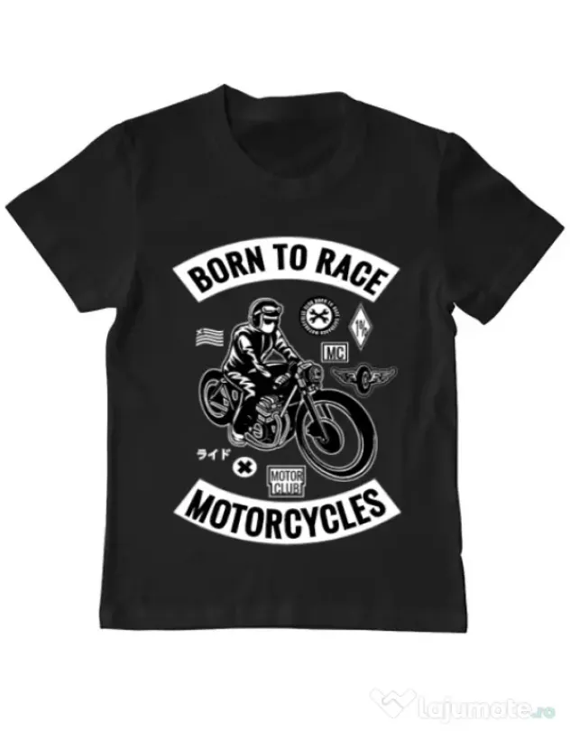 Tricou ADLER copil Born to race Negru
