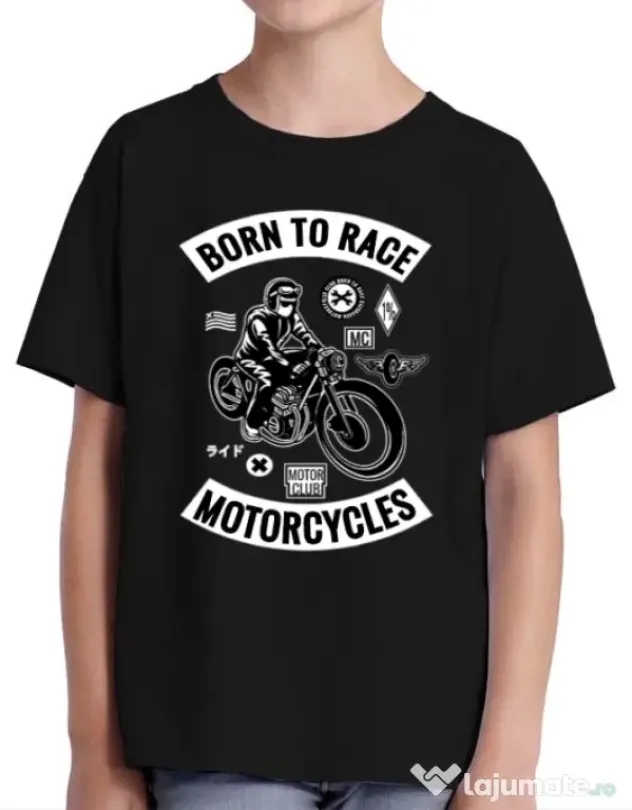 Tricou ADLER copil Born to race Negru