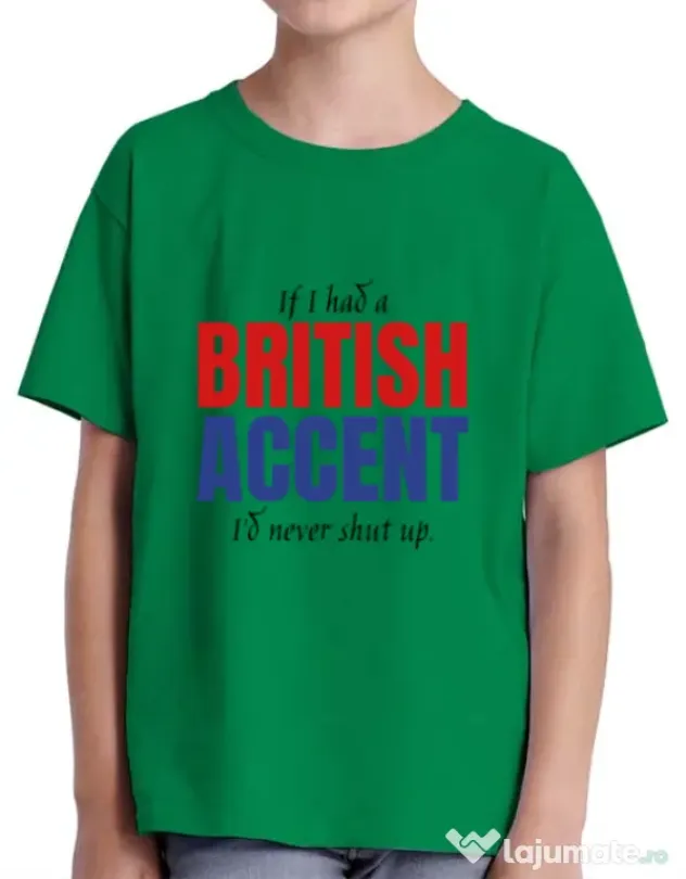 Tricou ADLER copil British accent Verde mediu