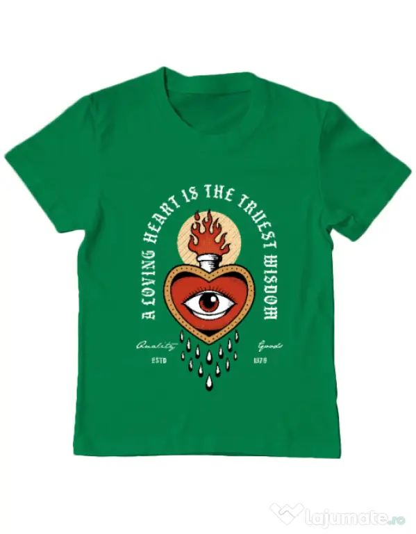 Tricou ADLER copil Burning Heart Verde mediu