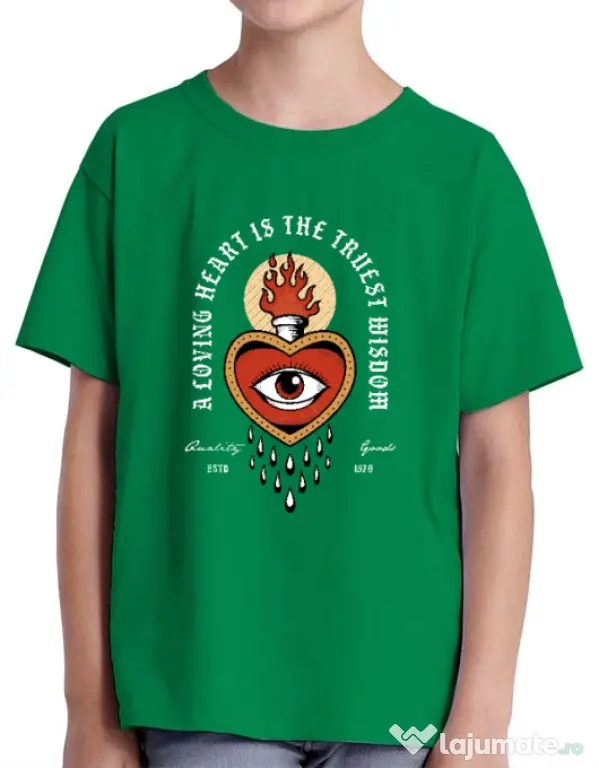 Tricou ADLER copil Burning Heart Verde mediu