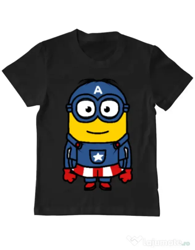 Tricou ADLER copil Captain minion Negru