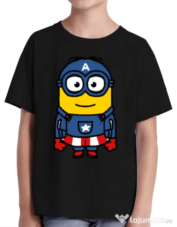 Tricou ADLER copil Captain minion Negru