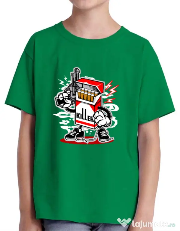 Tricou ADLER copil Cigarette Killer Verde mediu