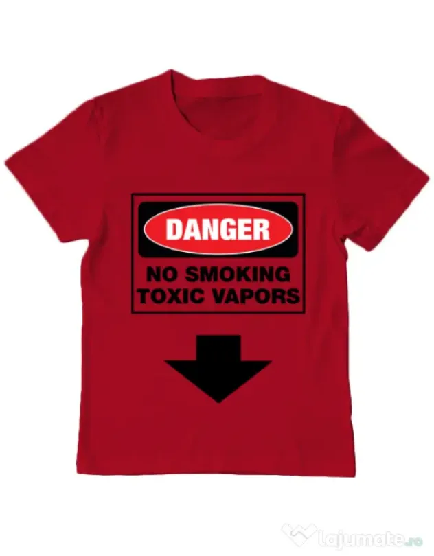 Tricou ADLER copil Danger No Smoking Rosu